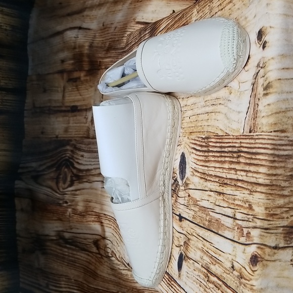 New Coach Charlie Espadrille Women 9.5 B Chalk Leather Embossed Leatherware NIB - Picture 6 of 15